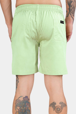 french crown Solid Men Green Regular Shorts