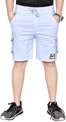 MNICreators Solid Men Light Blue Basic Shorts