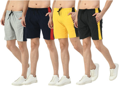 Indestar Solid, Color Block Men Multicolor Bermuda Shorts