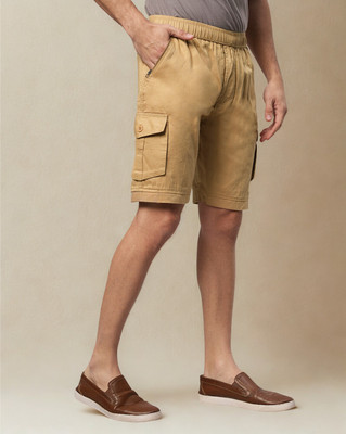 Ho Bindaass Solid Men Beige Cargo Shorts