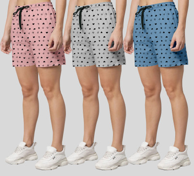 HIYAFAB Printed Women Multicolor Regular Shorts