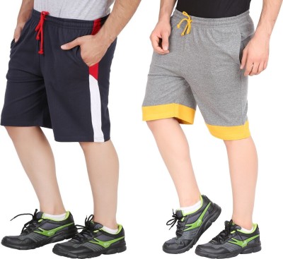 Trendolo Color Block Men Dark Blue, Dark Grey Sports Shorts