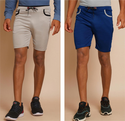 METRONAUT Solid Men Silver, Blue Regular Shorts
