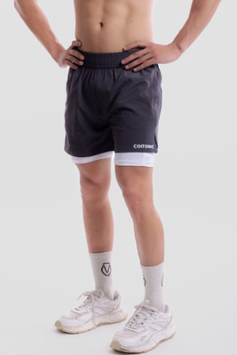 COITONIC Solid Men Dark Grey Sports Shorts