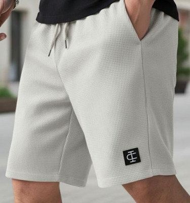 INDICLUB Self Design Men Grey Casual Shorts