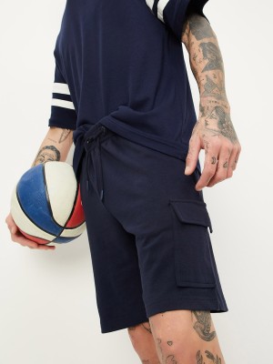 MAX Solid Men Dark Blue Regular Shorts