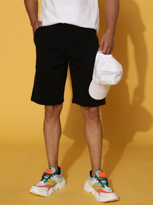 Veirdo Solid Men Black Casual Shorts