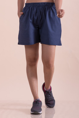 AlkaCreation Striped Women Blue Basic Shorts