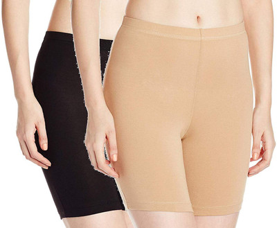 ACCOLENT Solid Women Black, Beige Cycling Shorts