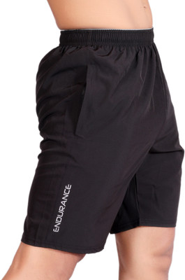 Renessa Solid Men Black Running Shorts