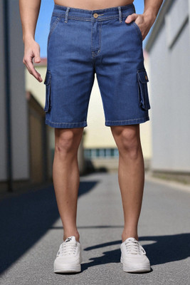 ZAYSH Solid Men Blue Denim Shorts