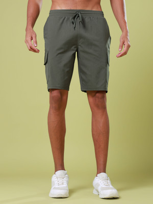 TECHNOSPORT Solid Men Green Cargo Shorts