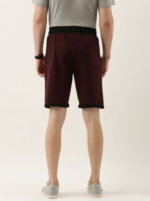 HouseOfCommon Solid Men Maroon Chino Shorts, Casual Shorts