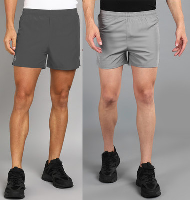 Moda Rapido Solid Men Grey, Silver Running Shorts