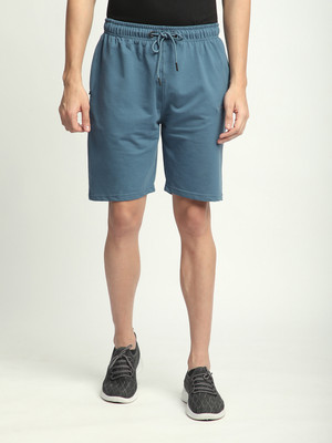 Stitch Hub Solid Men Blue Regular Shorts