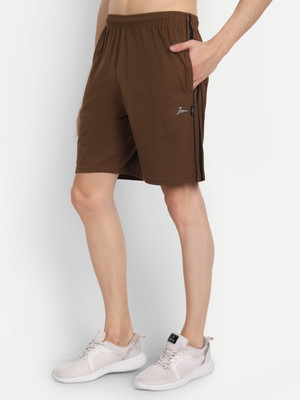 Zeffit Solid Men Brown Sports Shorts