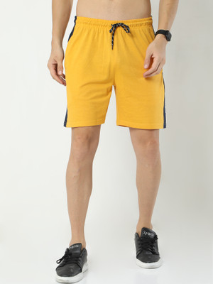 ARDEUR Self Design Men Yellow Basic Shorts