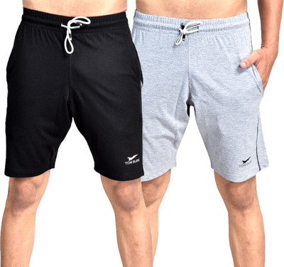 Tom Burg Solid Men Black, Grey Regular Shorts