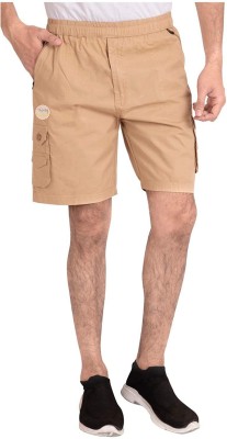 Trendy Dukaan Solid Men Khaki Casual Shorts