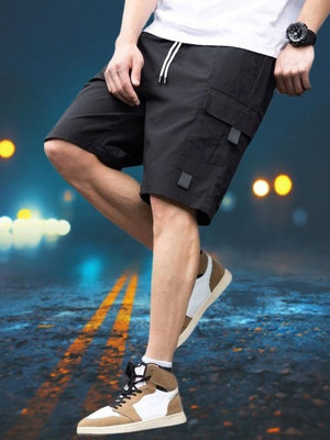 MGC MAANU Self Design Men Black Sports Shorts