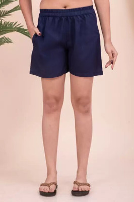Mirayya Solid Women Dark Blue Basic Shorts