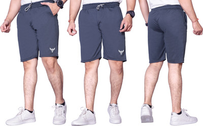 PTELRA Solid Men Dark Grey Basic Shorts