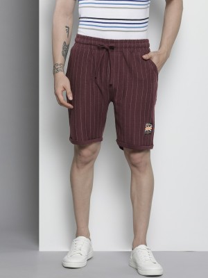 The Indian Garage Co. Striped Men Maroon Casual Shorts