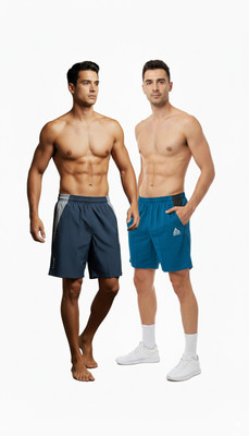 Radicle Color Block Men Dark Blue Casual Shorts