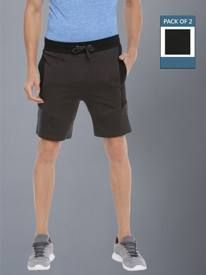 Force NXT Solid Men Black, Grey Casual Shorts