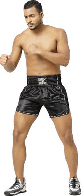 Invincible Self Design Men Black Sports Shorts