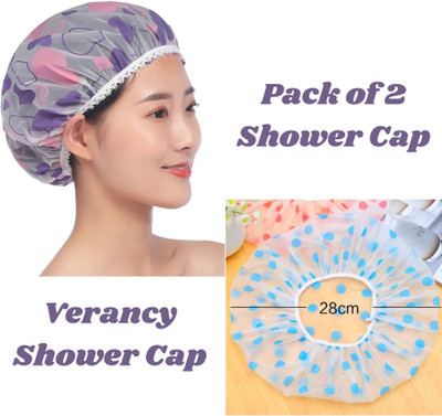 VERANCY Reusable & Multicolored Girls Shower Cap to Shield Girls's hair (Pack of 2)