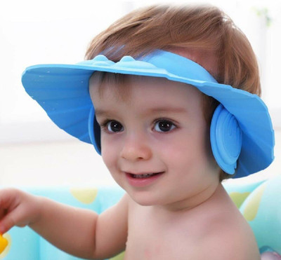 keskriva djustable Safe Soft Bathing Baby Shower Hair Wash Cap For Children, (3pcs)