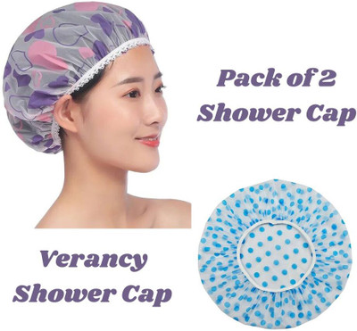 VERANCY Unique Bath Time with Multicolored EVA Made Girls Shower Cap (Pack of 2)