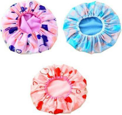 Prefetto COSMO 3 pcs Premium & High Quality Reusable & Waterproof Printed Bathroom Shower Cap With Elastic Band for Woman & Girl