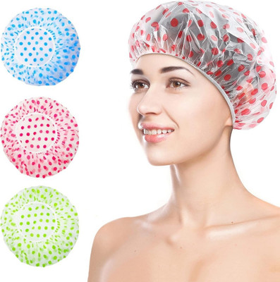 Shihen Pack of 6 Reusable Shower Cap for Waterproof Elastic Free-Size Bathroom Caps