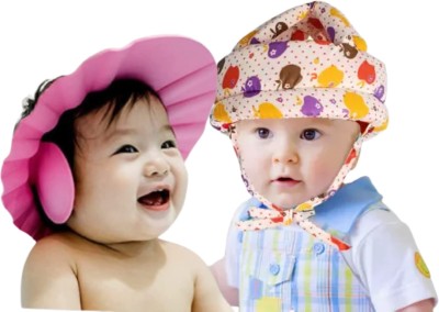 DECRONICS Baby Care Combo Pack of 2, 1 Baby Safety Cap and 1 Bath Shower Cap/Hat(Multicolor)
