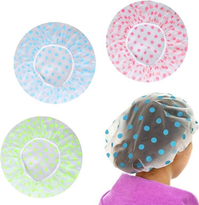 Celibate Reusable & Waterproof Shower Cap With Elastic Band for Woman & Girl (pack of 3)