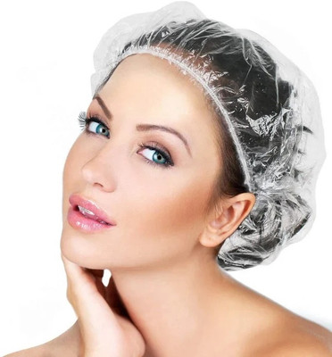 Pink Hygiene Transparent Disposable Shower Cap Pack of 1 (100 Pieces)