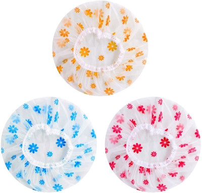 HVG TRADERS Set Of 3 reusable Waterproof Elastic Eva Free-Size Bathroom Shower Caps