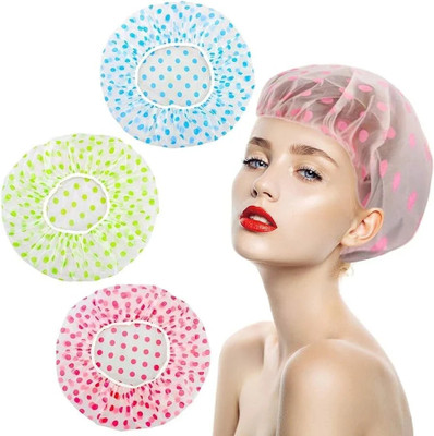 VERANCY Elastic Band & Adjustable EVA Made Women Shower Cap for Joyful Baths (Pack of 2)