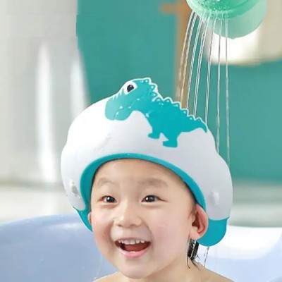 AR Jouiet Mansion Baby Dino Shower Cap with Adjustable Silicon Strap for Toddler