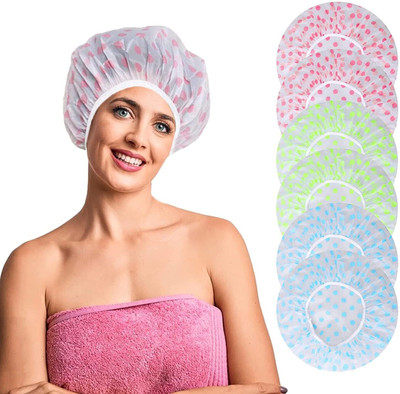 TRIGOP Shower Cap Elastic Printed Plastic Reusable Shower Caps for Women's and girls
