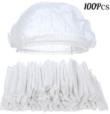 Manrav Kitchen cap Stretchable White Caps - Cover Hair For Cooking & Hygiene 100 Pcs