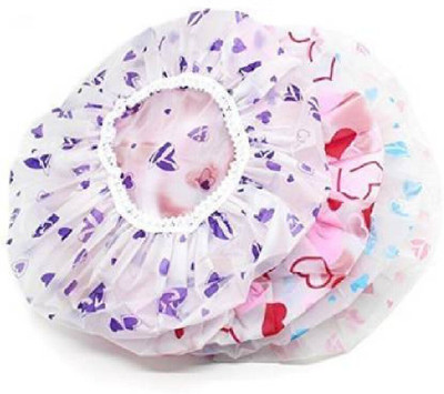 SIOPAWORLD Reusable Elastic Water Proof Shower Cap (Pack of 3)