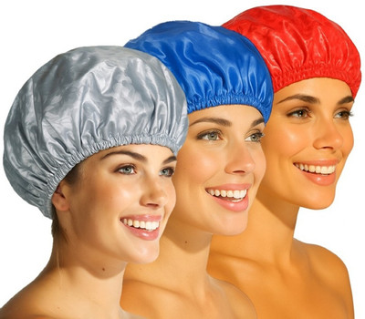AnchalEcom Reusable Shower Caps for Men & Women, Eco-Friendly Bath Caps Set of 3 Multicolor