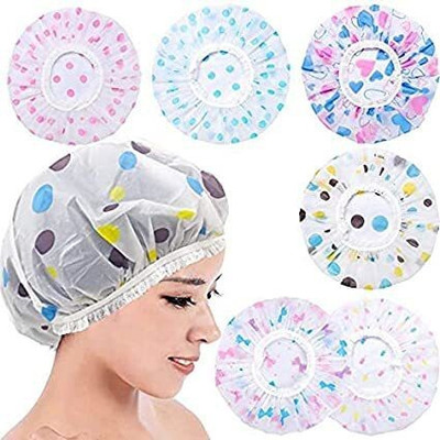 CRIYALE High Quality Reusable & Waterproof Printed Bathroom Shower Cap With Elastic Band for Woman & Girl( 6 pair)
