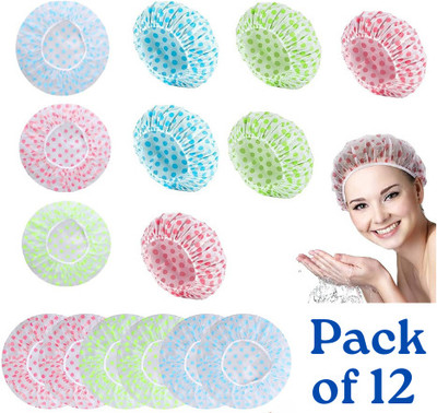 VERANCY Multicolor Waterproof Shower Cap Multicolor For Spas and Salon (Pack of 12)