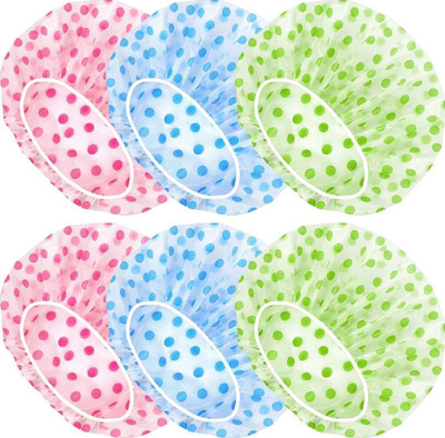 Celibate 6 Pack Waterproof Shower Cap With Elastic Band Reusable Shower Cap Multicolor