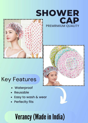 VERANCY Free Size Adjustable EVA Made Women Shower Cap for Joyful Baths (Pack of 1)