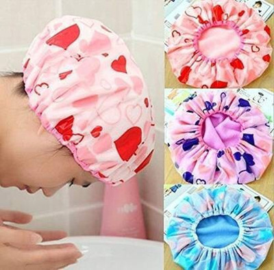 VLSYS 3 Pes Packing Set Premium & High Quality Reusable & Waterproof Printed Bathroom Shower Cap With Elastic Band for Woman & Girl (pack of 3) (MultiPrint , multicolor)